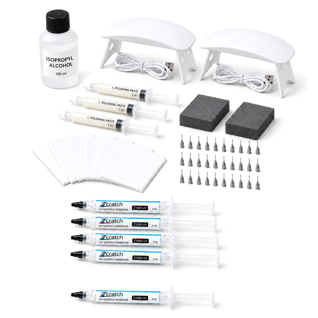 Zcratch smartphone/tablet starter kit with UV lamps and application accessories